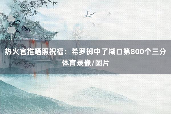 热火官推晒照祝福：希罗掷中了糊口第800个三分体育录像/图片