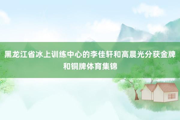 黑龙江省冰上训练中心的李佳轩和高晨光分获金牌和铜牌体育集锦