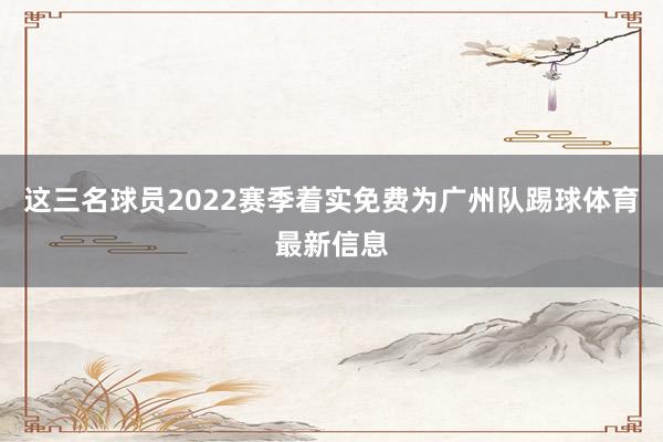 这三名球员2022赛季着实免费为广州队踢球体育最新信息