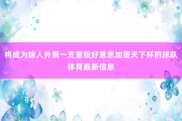 将成为除人外第一支晋级好意思加墨天下杯的球队体育最新信息