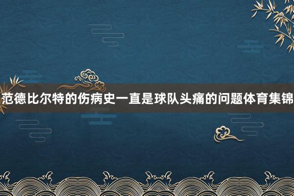 范德比尔特的伤病史一直是球队头痛的问题体育集锦